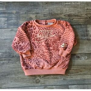 NIKE Pink Maroon Coral Colored Animal Print Kids Sweatshirt Size Girls 12M